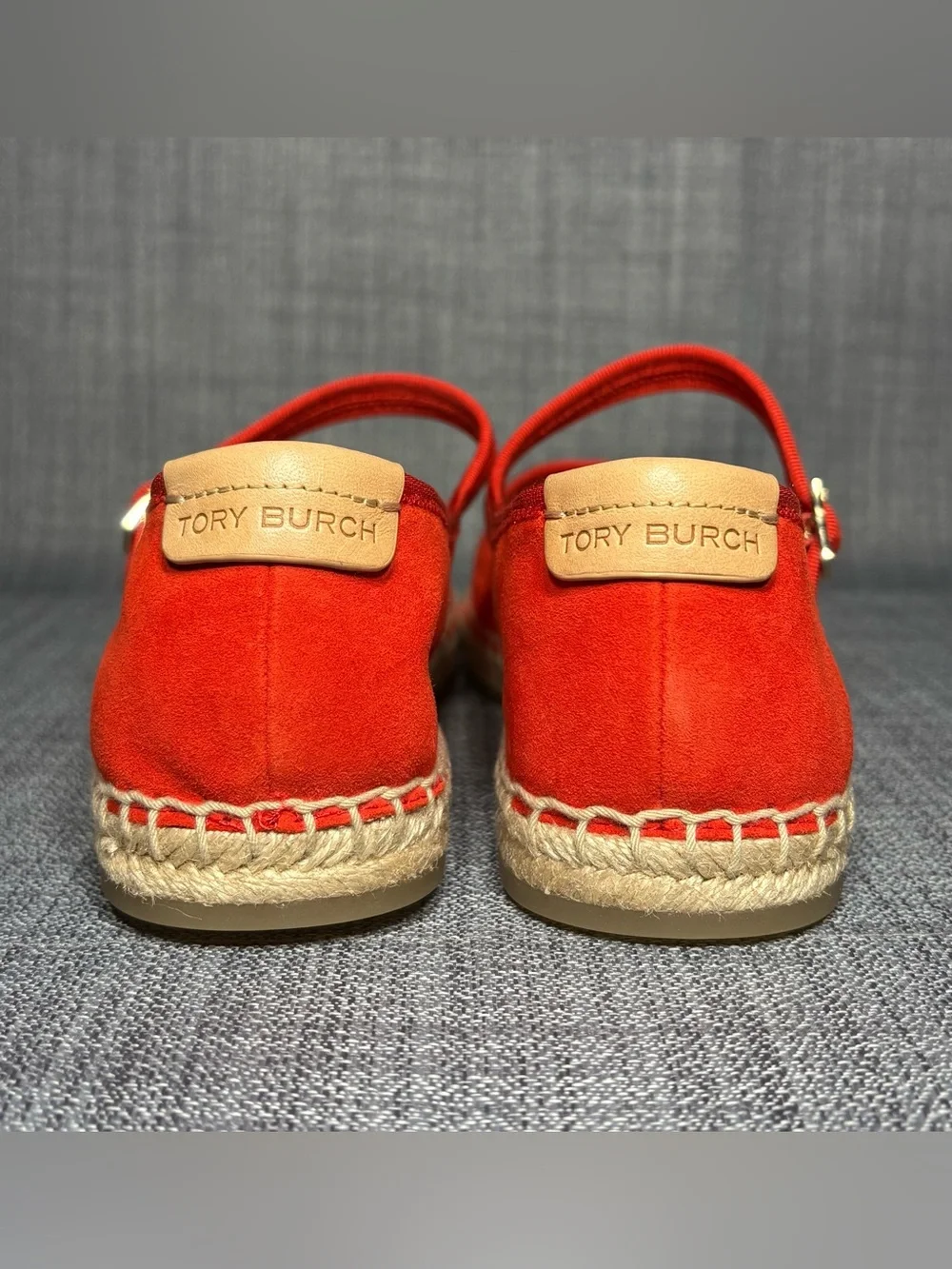 Tory Burch Suede Mary-Jane Espadrille Flats Blazing Red Size 9M